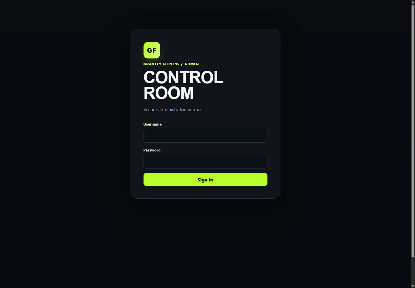 Live product screenshot from Gravity Admin Portal